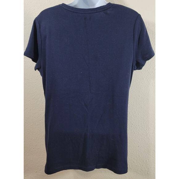Croft & Barrow Navy Blue Classic Tee Top Medium Lightweight Soft Stretchy - Picture 2 of 4